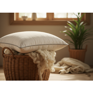 Cuscino in Lana Reffino Cheviot Naturale | Fodera in Cotone Damascato